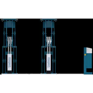 Cầu nâng cắt kéo nâng bụng 3.5 tấn, lắp chìm ( 3 pha, màu xanh)